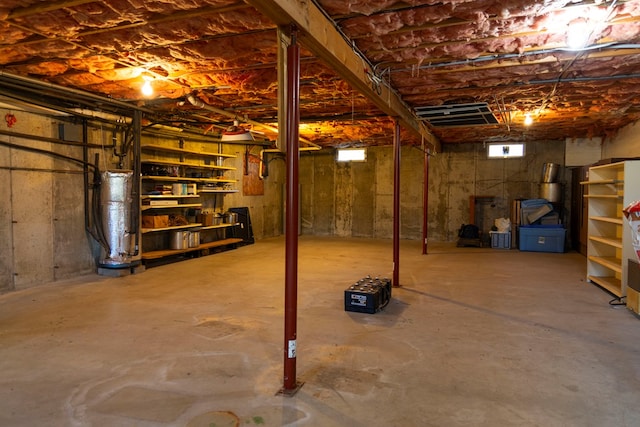 basement with water heater