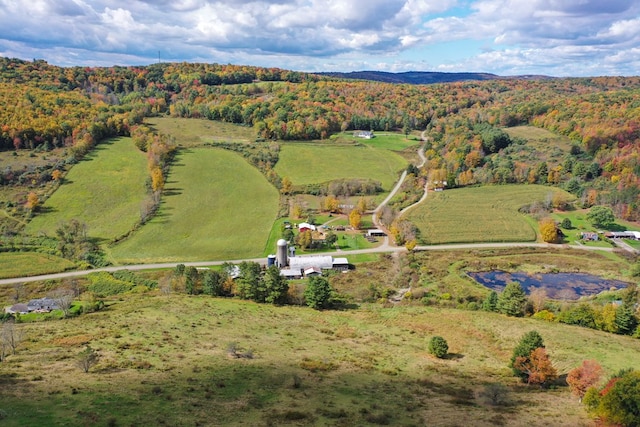 aerial view featuring a rural view