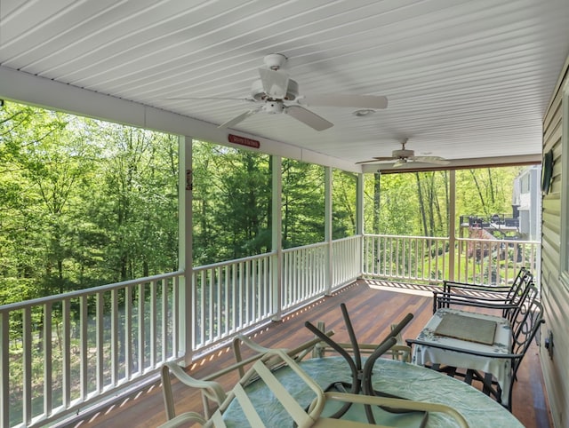 335 Sullivan Dr, Sayre, PA 18840 - sunroom featuring a ceiling fan, healthy amount of natural light, and outdoor dining area