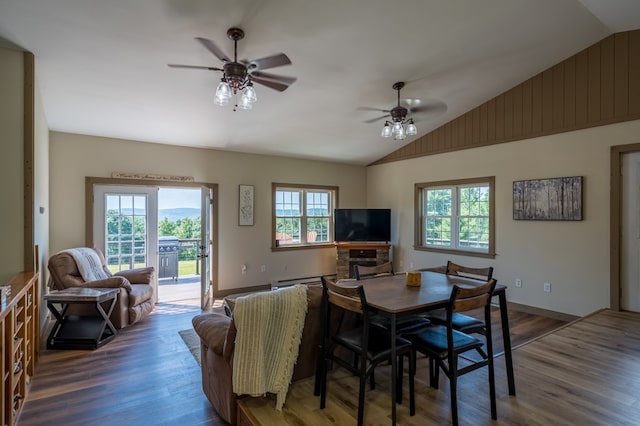 481 Case Rd, Sayre, PA 18840 - dining area featuring lofted ceiling, ceiling fan, wood finished floors, and healthy amount of natural light