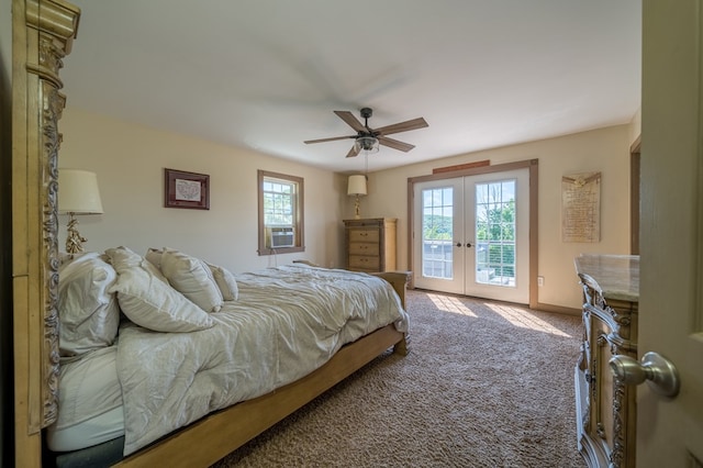 481 Case Rd, Sayre, PA 18840 - carpeted bedroom with french doors, access to exterior, multiple windows, and ceiling fan