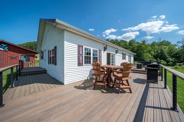481 Case Rd, Sayre, PA 18840 - wooden terrace with area for grilling and outdoor dining space