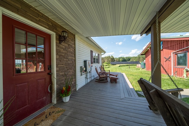 481 Case Rd, Sayre, PA 18840 - wooden deck featuring a yard