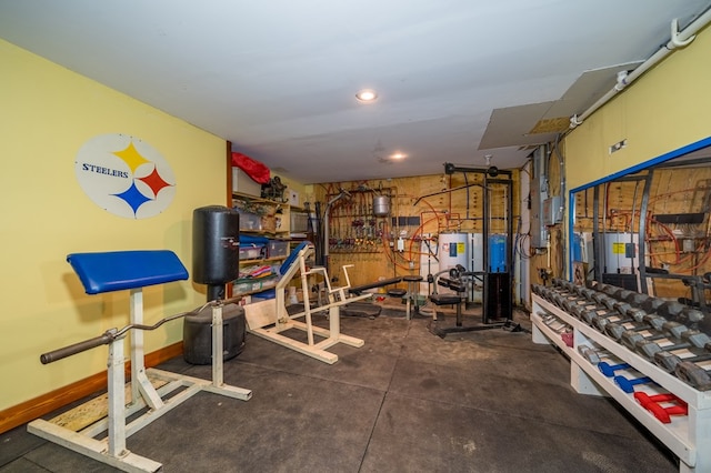 481 Case Rd, Sayre, PA 18840 - exercise area featuring water heater and recessed lighting
