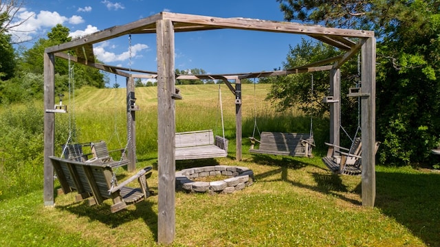 481 Case Rd, Sayre, PA 18840 - view of green lawn with a fire pit
