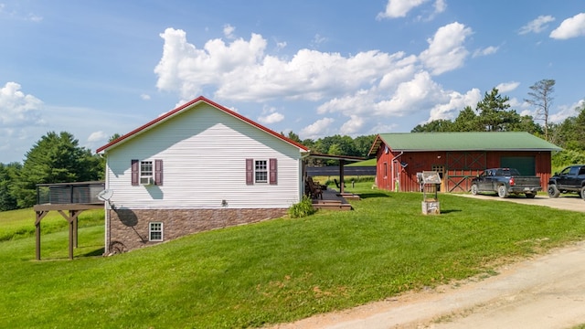 481 Case Rd, Sayre, PA 18840 - view of home's exterior featuring a yard, an outdoor structure, and a pole building