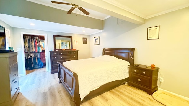 106 Magnolia St, Athens, PA 18810 - bedroom with light wood finished floors, ornamental molding, a closet, recessed lighting, and a spacious closet