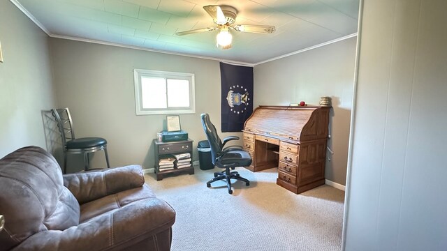 106 Magnolia St, Athens, PA 18810 - carpeted home office with crown molding and ceiling fan