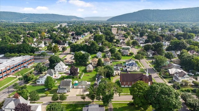 birds eye view of property featuring a mountain view