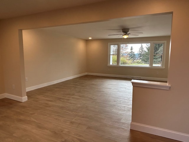 342 Smoke Rise Rd, Mansfield, PA 16933 - empty room with a ceiling fan, wood finished floors, and recessed lighting