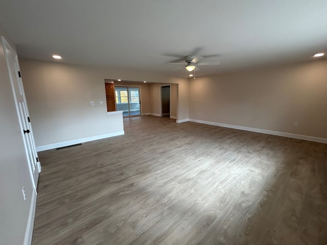 342 Smoke Rise Rd, Mansfield, PA 16933 - empty room with recessed lighting, dark wood finished floors, and a ceiling fan