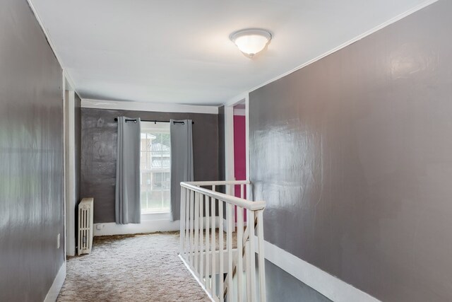 213 Holden St, Osceola, PA 16942 - corridor with radiator, an upstairs landing, and carpet floors