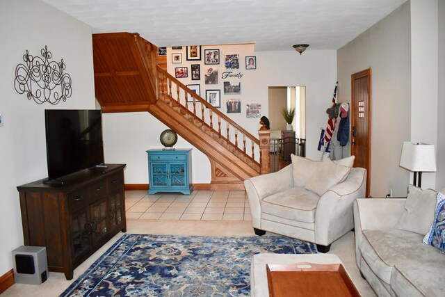 view of tiled living room