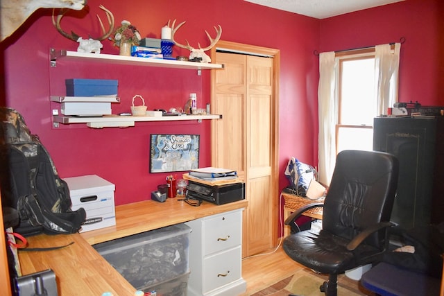 office featuring hardwood / wood-style flooring