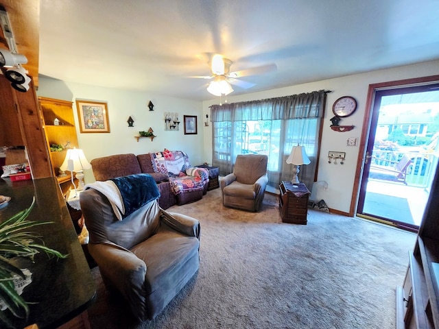 16 Evergreen Dr, Tunkhannock, PA 12155 - carpeted living area with ceiling fan