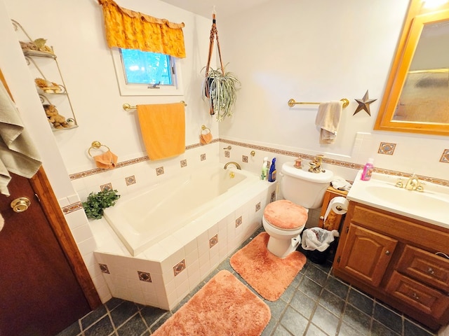 16 Evergreen Dr, Tunkhannock, PA 12155 - bathroom with a garden tub, tile patterned flooring, vanity, and toilet
