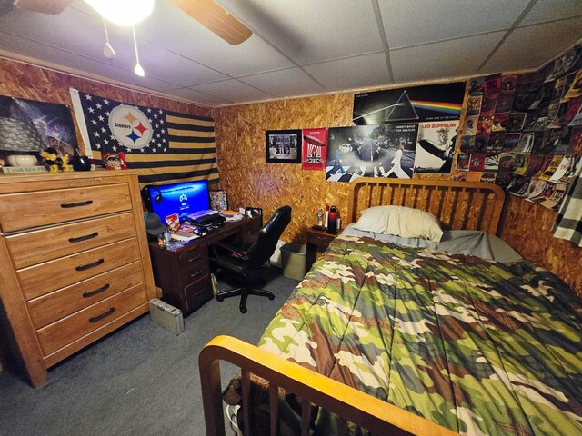 16 Evergreen Dr, Tunkhannock, PA 12155 - carpeted bedroom featuring a paneled ceiling and a ceiling fan