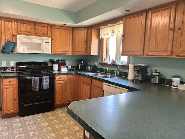 kitchen with white appliances and sink