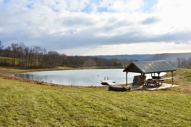 water view with a boat dock