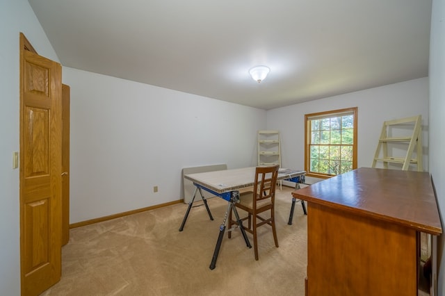 105 Laurel Ln, Sayre, PA 18840 - dining space featuring light colored carpet, baseboards, and an office area