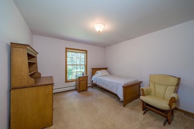 105 Laurel Ln, Sayre, PA 18840 - bedroom with a baseboard heating unit, light carpet, and baseboard heating