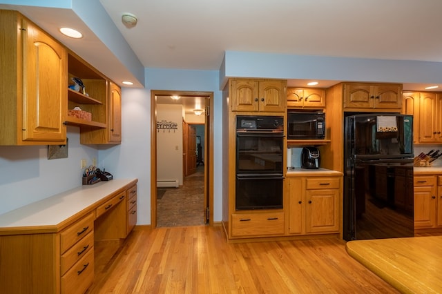 105 Laurel Ln, Sayre, PA 18840 - kitchen featuring black appliances, open shelves, light countertops, light wood finished floors, and recessed lighting