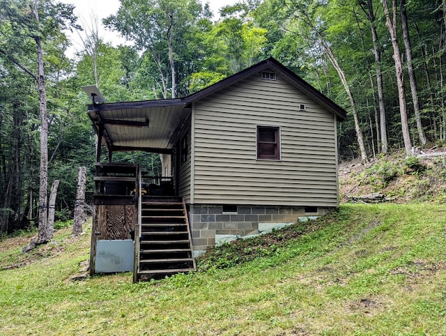 198 Spring Run Rd, Smethport, PA 16749 - view of side of property with stairs and a forest view