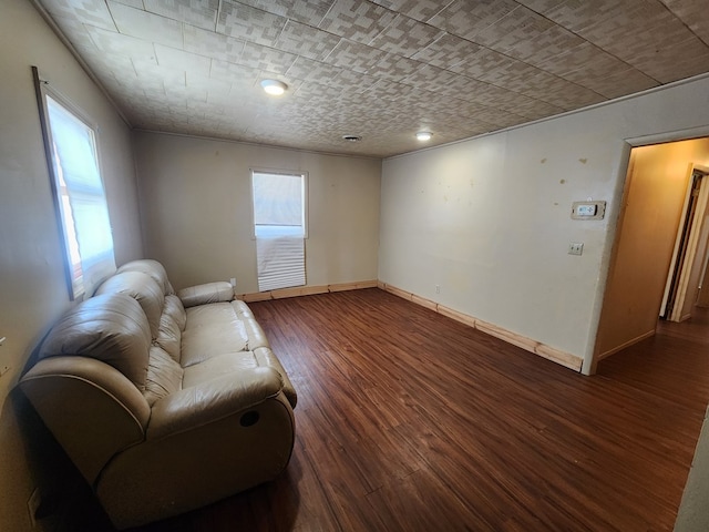 living room featuring dark hardwood / wood-style floors