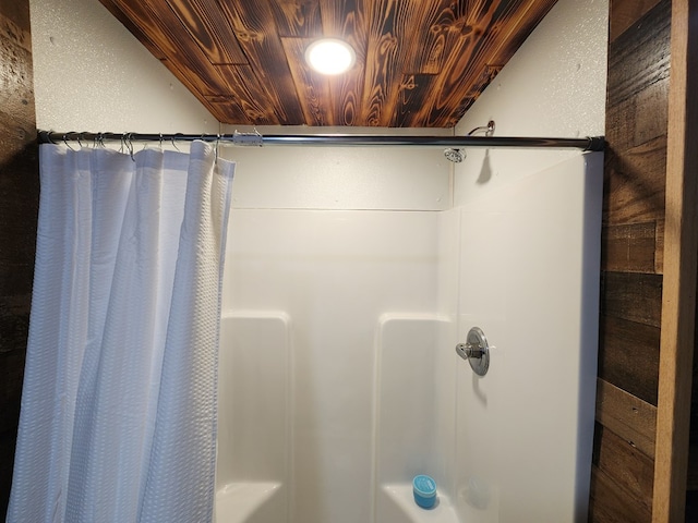 504 S E St, Coudersport, PA 16915 - full bathroom with wooden ceiling and shower / tub combo
