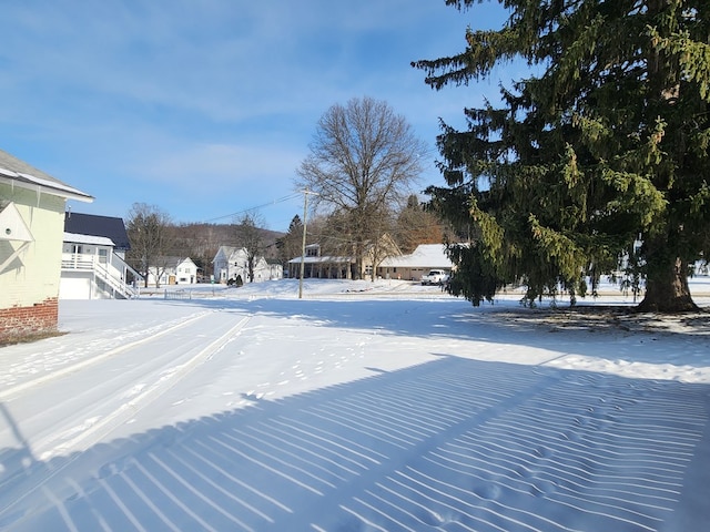 view of yard layered in snow