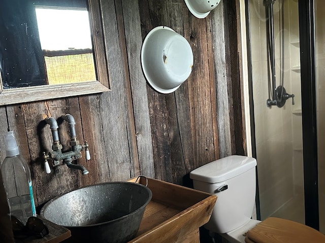 3092 Rte 155, Port Allegany, PA 16743 - full bathroom with a stall shower and wood walls