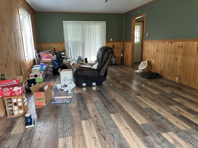 3092 Rte 155, Port Allegany, PA 16743 - living room with wainscoting, wood finished floors, and wooden walls