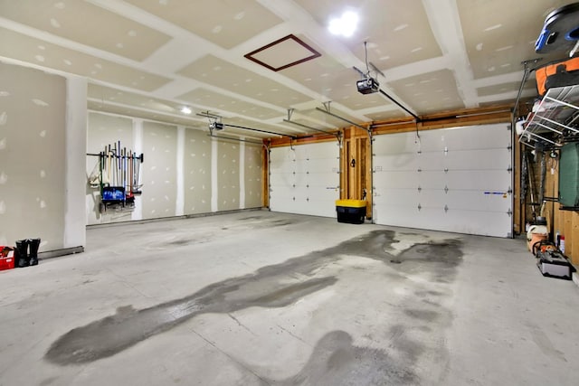 garage with a garage door opener