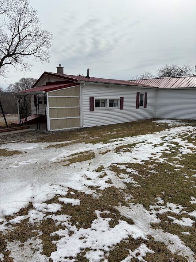 exterior space with a chimney