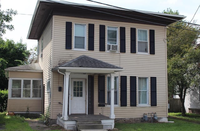 view of front of home with cooling unit