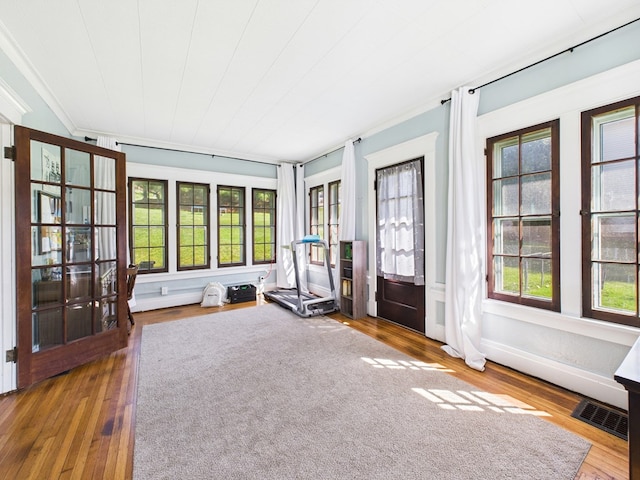 1010 W Main St, Smethport, PA 16749 - unfurnished sunroom featuring visible vents and hardwood / wood-style floors