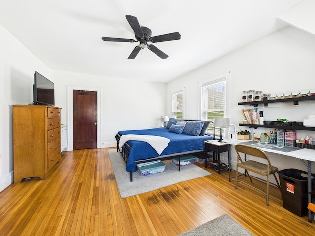 1010 W Main St, Smethport, PA 16749 - bedroom with baseboards, ceiling fan, and hardwood / wood-style floors