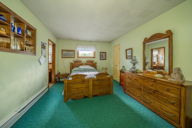 517 Mohawk St, Sayre, PA 18640 - carpeted bedroom featuring a baseboard heating unit and an AC wall unit