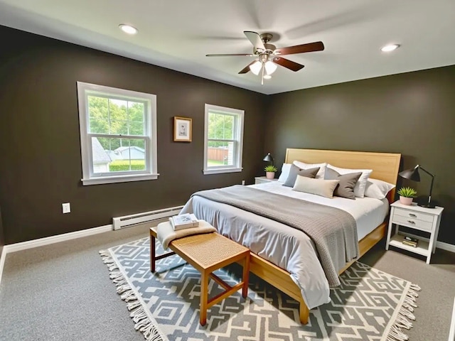501 N Main St, Athens, PA 18810 - carpeted bedroom with a baseboard heating unit, recessed lighting, and ceiling fan