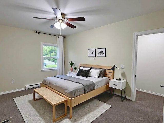501 N Main St, Athens, PA 18810 - bedroom with a baseboard radiator, carpet flooring, and ceiling fan