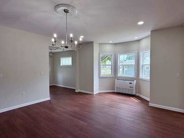 501 N Main St, Athens, PA 18810 - spare room featuring a chandelier, dark wood-type flooring, and recessed lighting