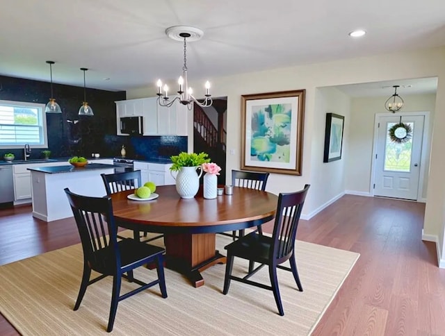 501 N Main St, Athens, PA 18810 - dining space with a chandelier, light wood finished floors, and recessed lighting
