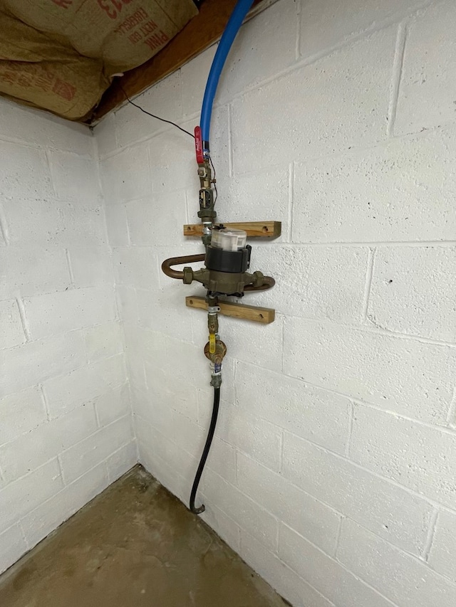 401 Center St, Ulysses, PA 16948 - detailed view of unfinished concrete flooring and concrete block wall