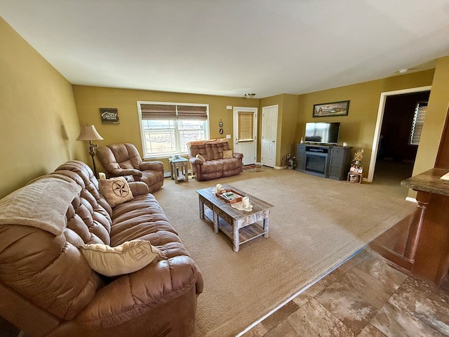 view of carpeted living area