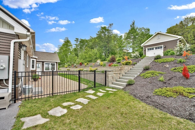 77 Hunters Trl, Wellsboro, PA 16901 - view of yard with stairway and a detached garage