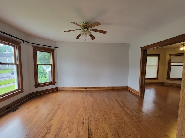 605 Wells Ave, Athens, PA 18810 - empty room featuring ceiling fan, light wood finished floors, and baseboards