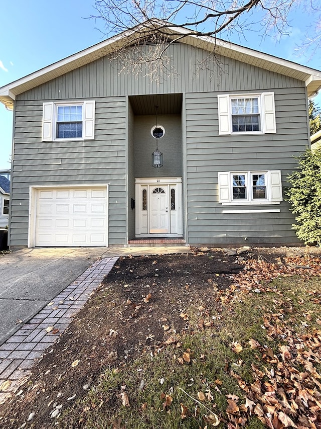 view of front property with a garage