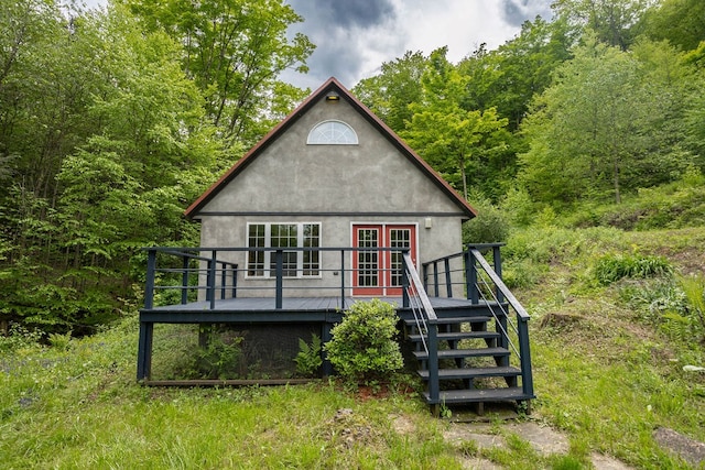 511 Steam Mill Rd, Wellsboro, PA 16901 - rear view of property with a wooden deck and stairs