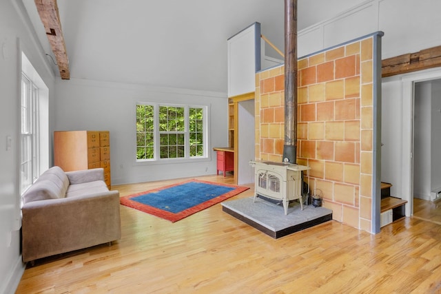 511 Steam Mill Rd, Wellsboro, PA 16901 - living area featuring wood finished floors and a wood stove