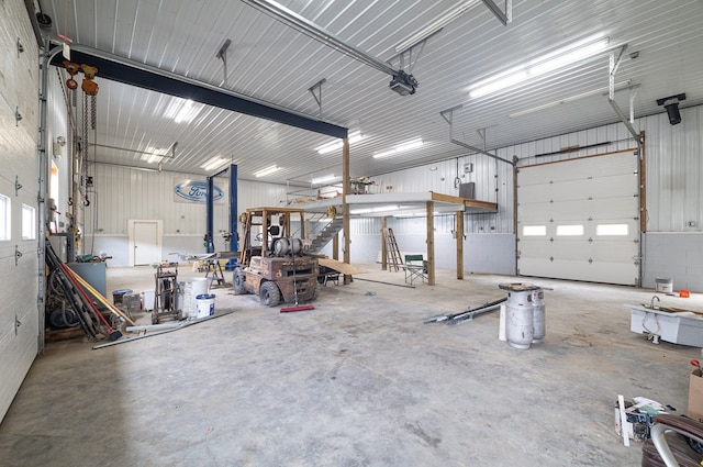 garage with a garage door opener